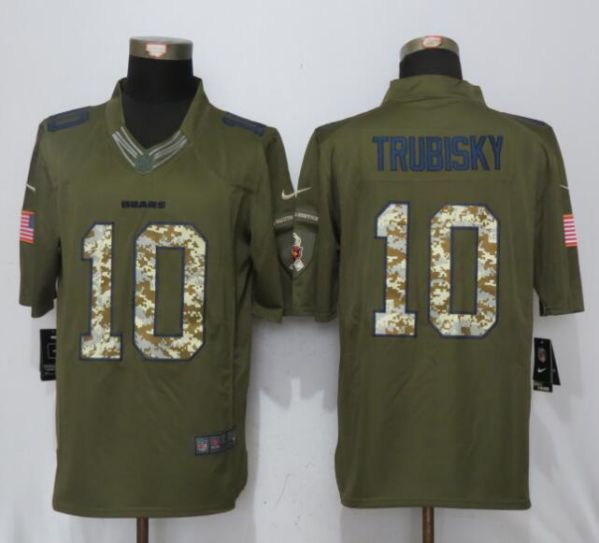 2017 NFL Nike Chicago Bears #10 Trubisky Green Salute To Service Limited Jersey